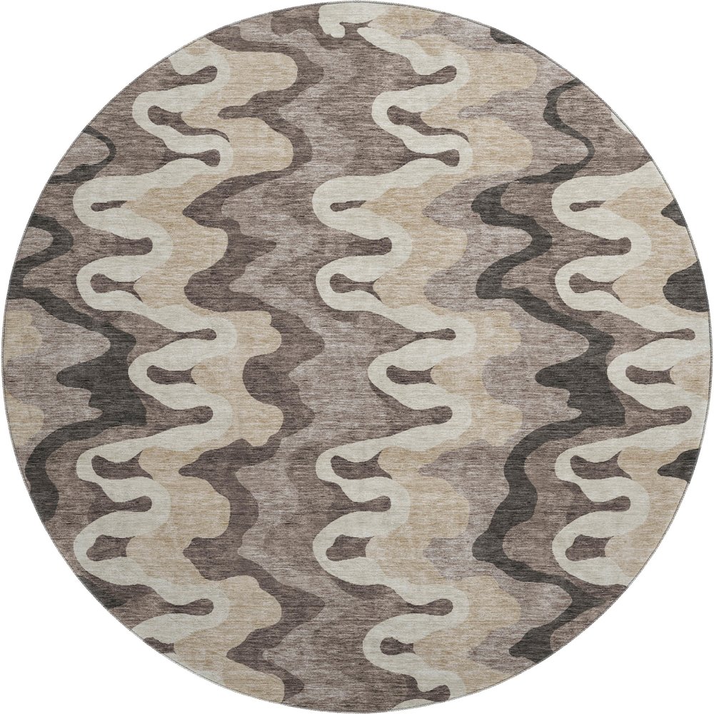 Premium Machine Washable Mayfield AMF750 Taupe 8' x 8' Round Rug. Picture 1