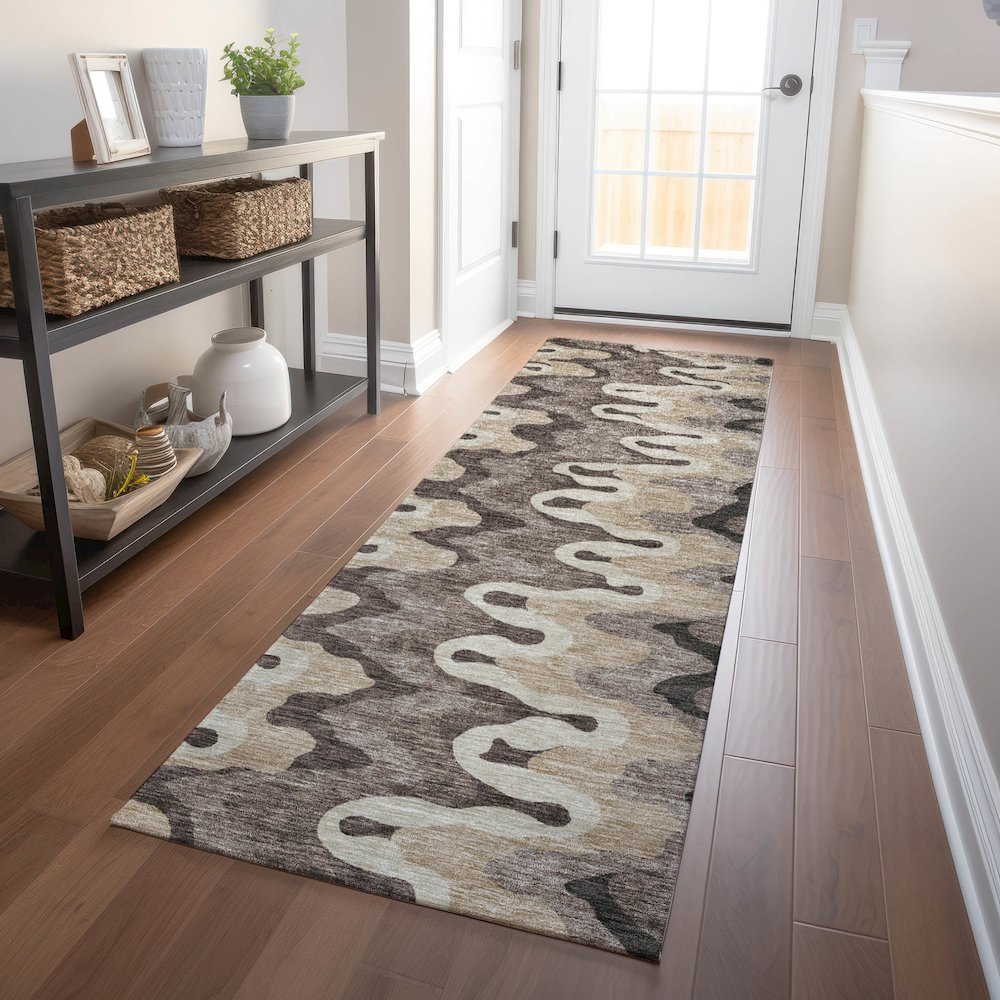 Premium Machine Washable Mayfield AMF750 Taupe 2'3" x 7'6" Runner Rug. Picture 5