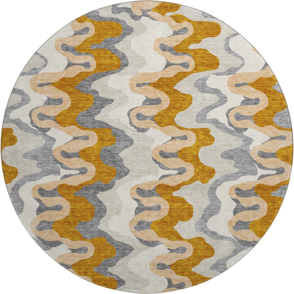Premium Machine Washable Mayfield AMF750 Terracotta 8' x 8' Round Rug. Picture 1