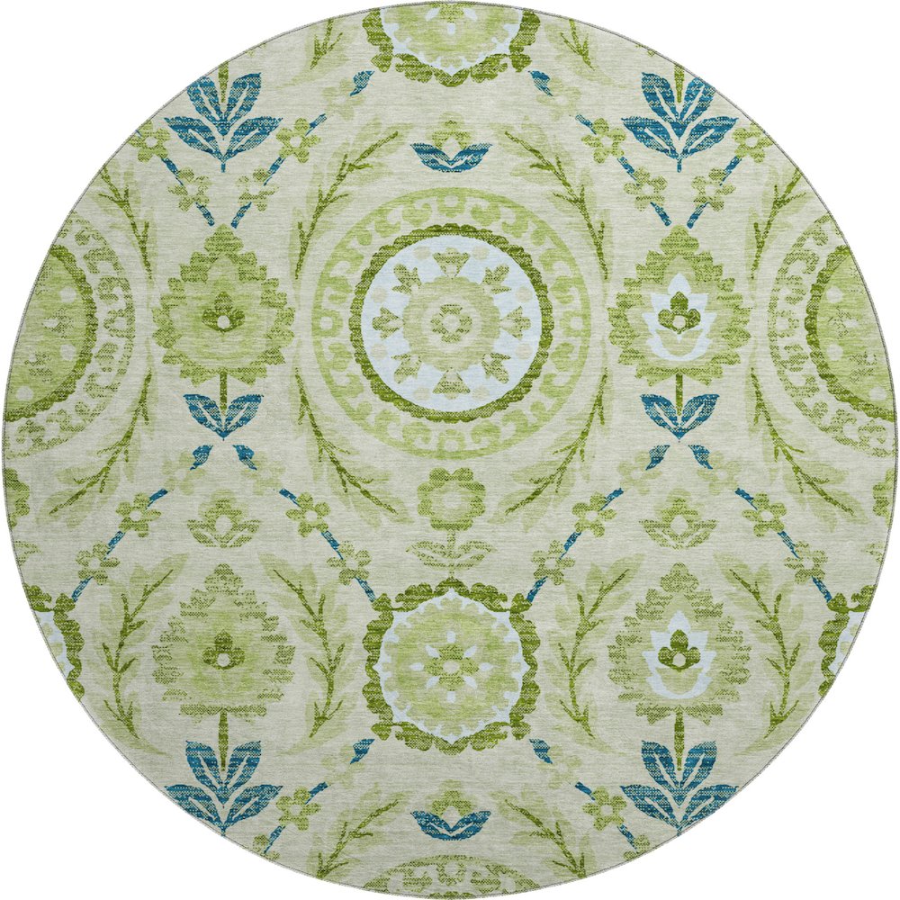Premium Machine Washable Mayfield AMF751 Aloe 8' x 8' Round Rug. Picture 1
