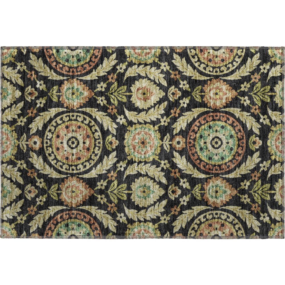Premium Machine Washable Mayfield AMF751 Black 1'8" x 2'6" Rug. Picture 1