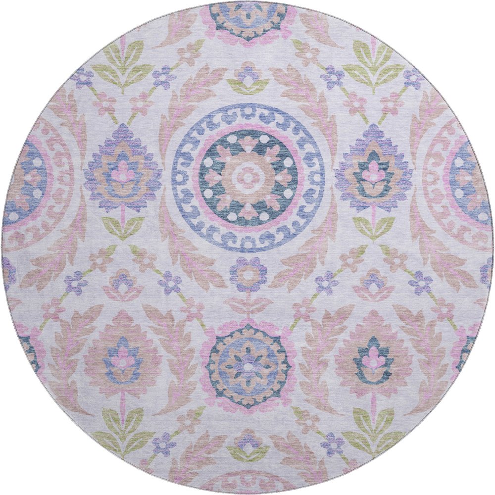 Premium Machine Washable Mayfield AMF751 Blush 8' x 8' Round Rug. Picture 1