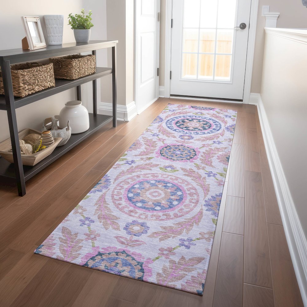 Premium Machine Washable Mayfield AMF751 Blush 2'3" x 7'6" Runner Rug. Picture 5