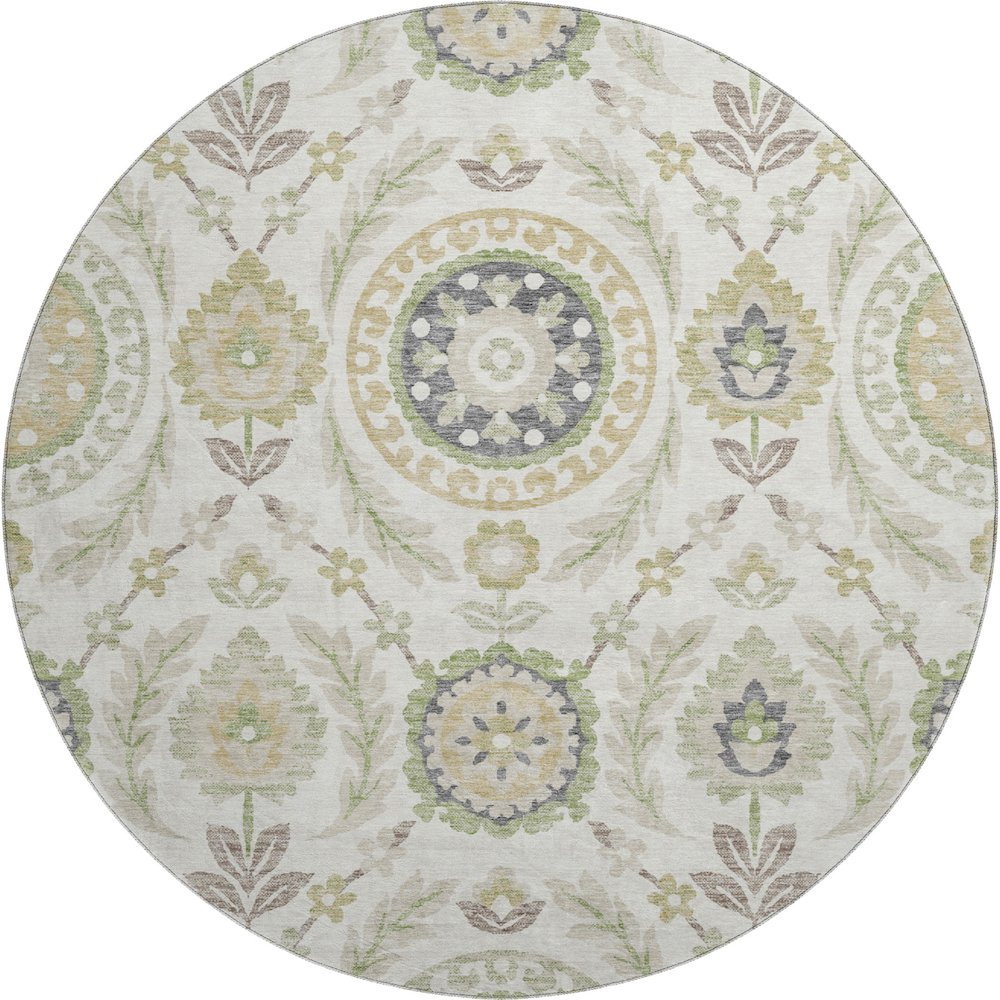 Premium Machine Washable Mayfield AMF751 Ivory 8' x 8' Round Rug. Picture 1
