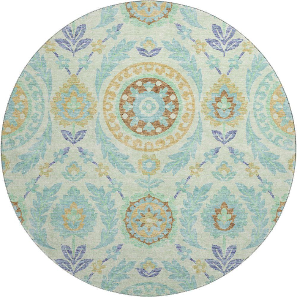 Premium Machine Washable Mayfield AMF751 Mint 8' x 8' Round Rug. Picture 1