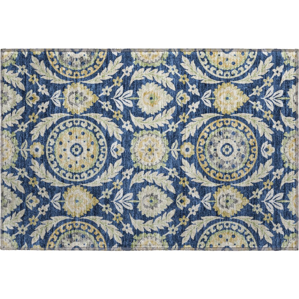 Premium Machine Washable Mayfield AMF751 Navy 1'8" x 2'6" Rug. Picture 1