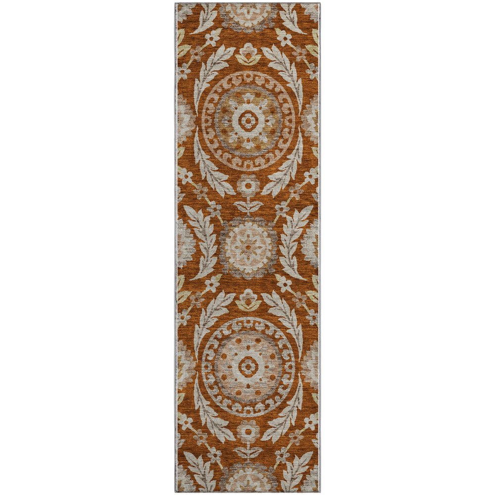Premium Machine Washable Mayfield AMF751 Paprika 2'3" x 7'6" Runner Rug. Picture 1