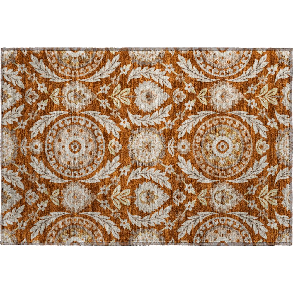 Premium Machine Washable Mayfield AMF751 Paprika 1'8" x 2'6" Rug. Picture 1