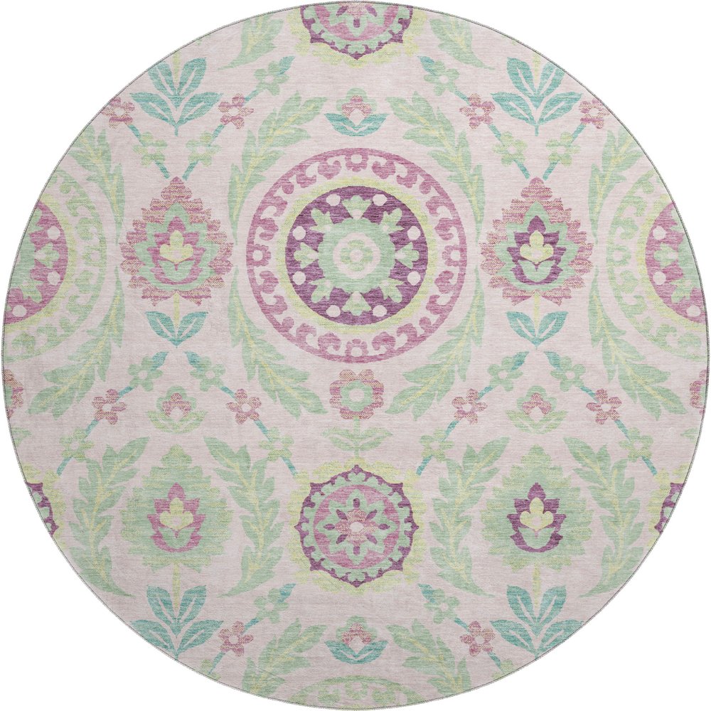 Premium Machine Washable Mayfield AMF751 Pink 8' x 8' Round Rug. Picture 1