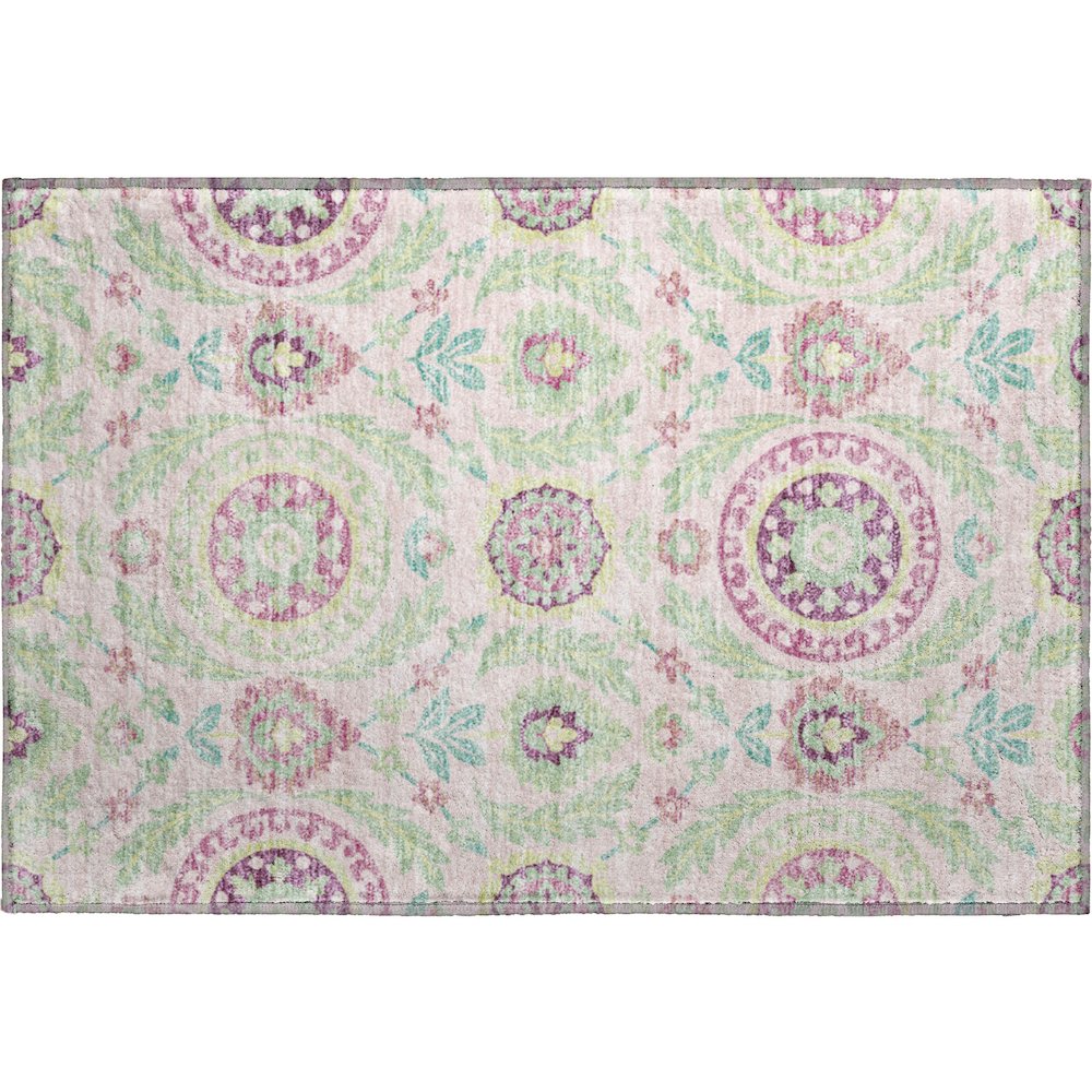 Premium Machine Washable Mayfield AMF751 Pink 1'8" x 2'6" Rug. Picture 1