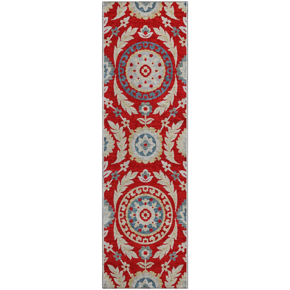 Premium Machine Washable Mayfield AMF751 Red 2'3" x 7'6" Runner Rug. Picture 1
