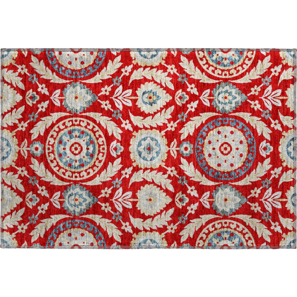Premium Machine Washable Mayfield AMF751 Red 1'8" x 2'6" Rug. Picture 1