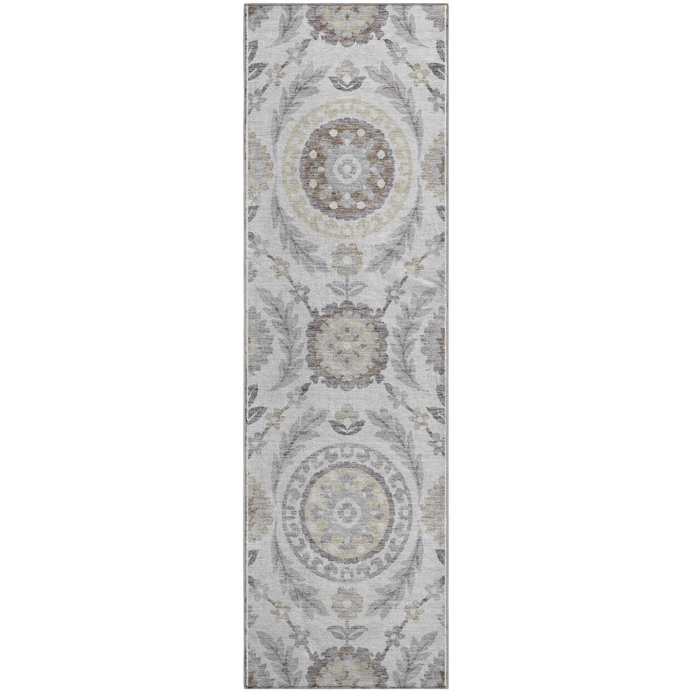 Premium Machine Washable Mayfield AMF751 Silver 2'3" x 7'6" Runner Rug. Picture 1