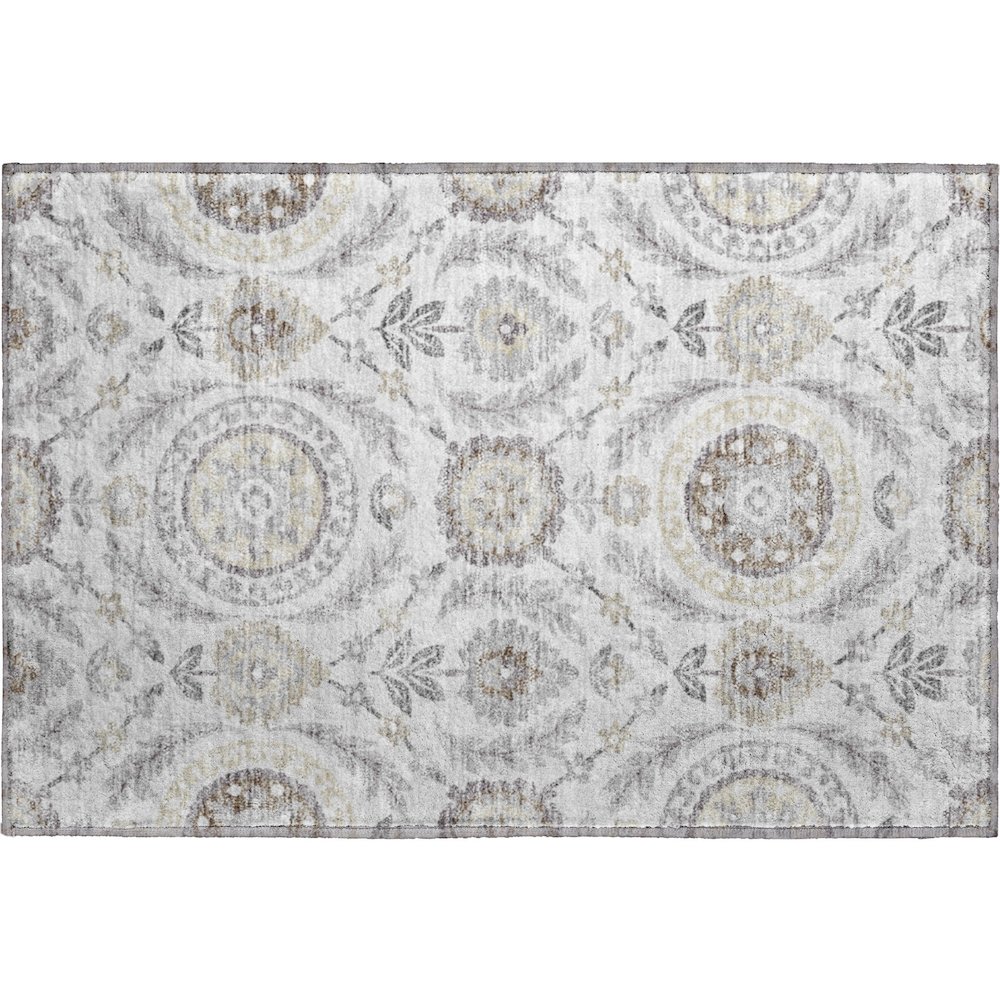 Premium Machine Washable Mayfield AMF751 Silver 1'8" x 2'6" Rug. Picture 1