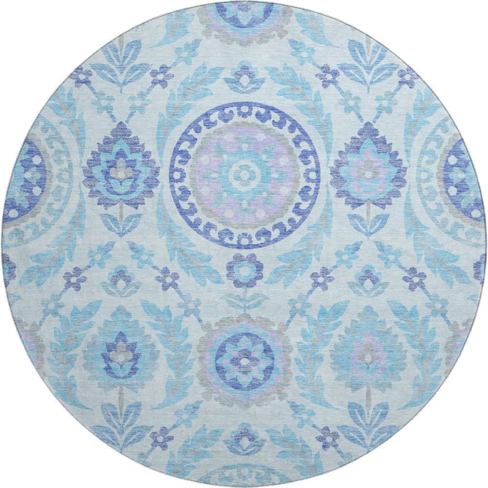 Premium Machine Washable Mayfield AMF751 Sky 8' x 8' Round Rug. Picture 1