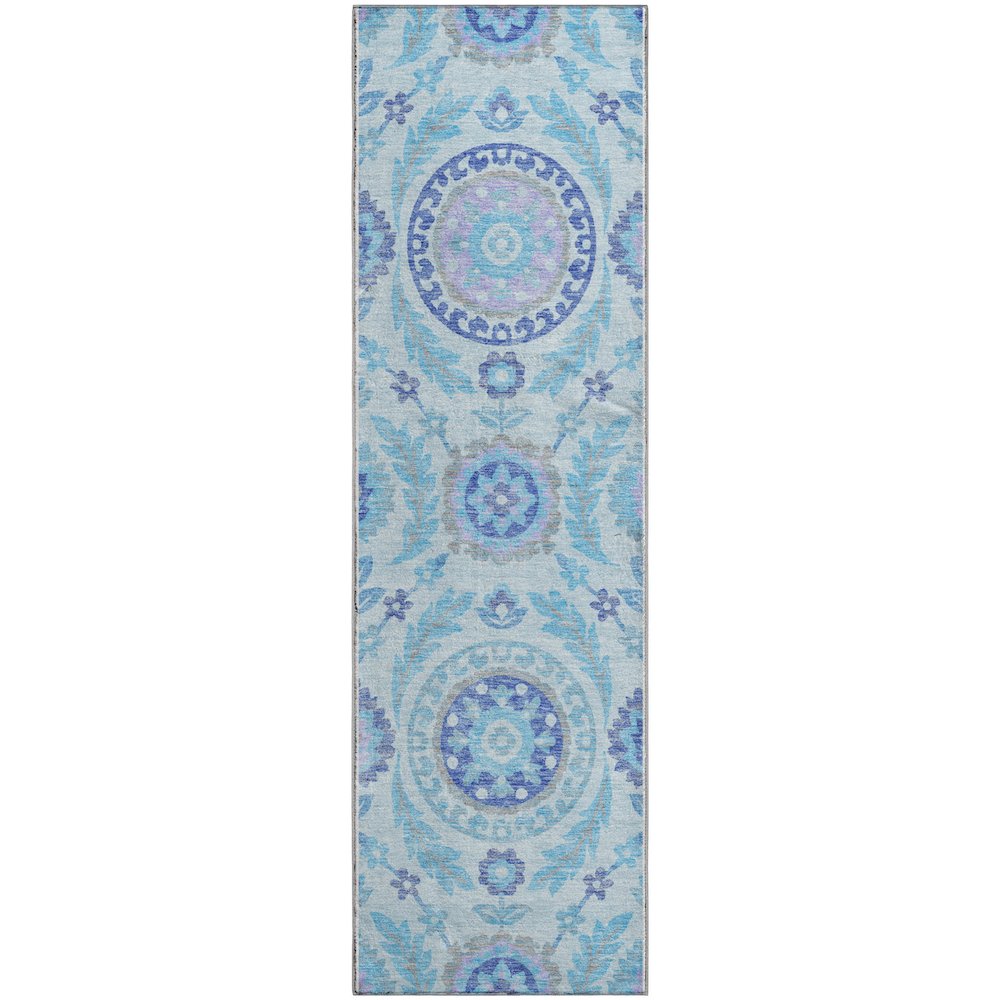 Premium Machine Washable Mayfield AMF751 Sky 2'3" x 7'6" Runner Rug. Picture 1