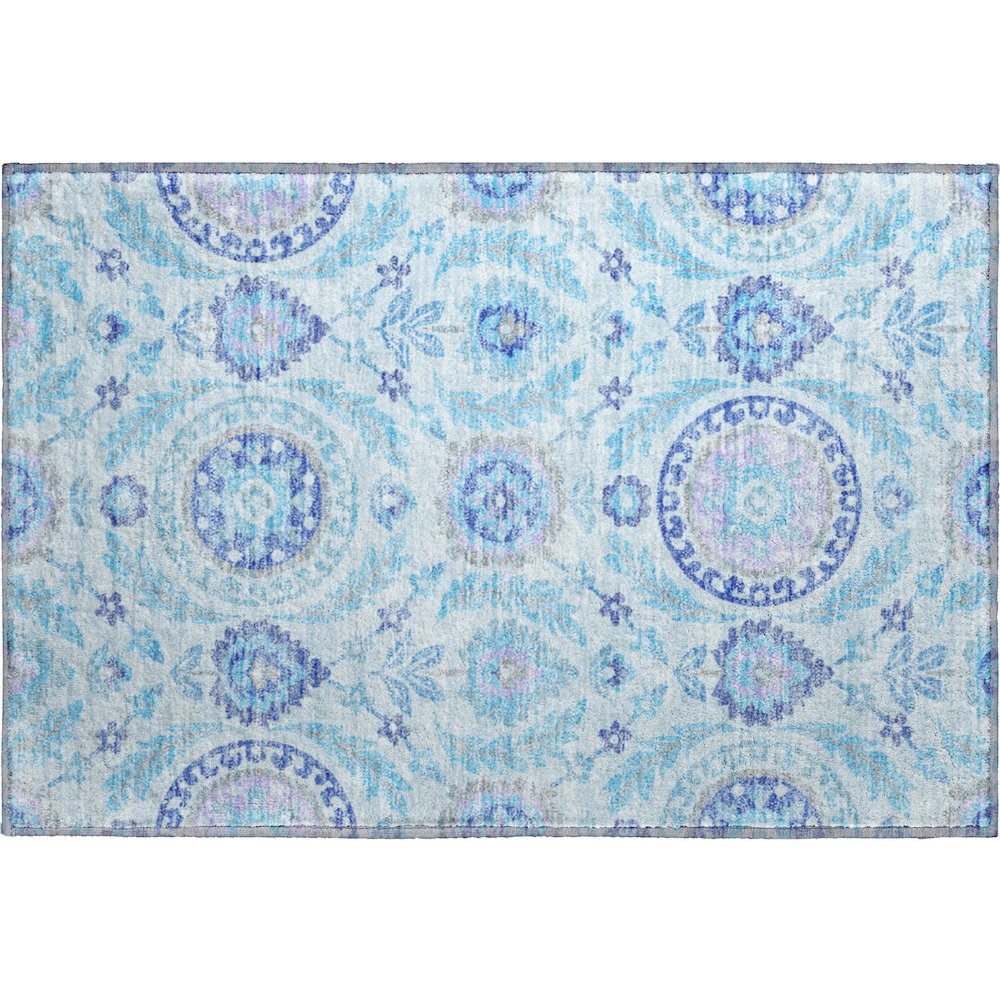 Premium Machine Washable Mayfield AMF751 Sky 1'8" x 2'6" Rug. Picture 1