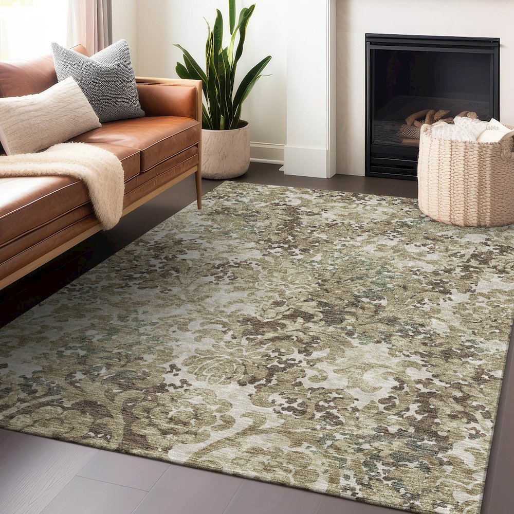 Premium Machine Washable Mayfield AMF752 Beige 2'6" x 3'10" Rug. Picture 6