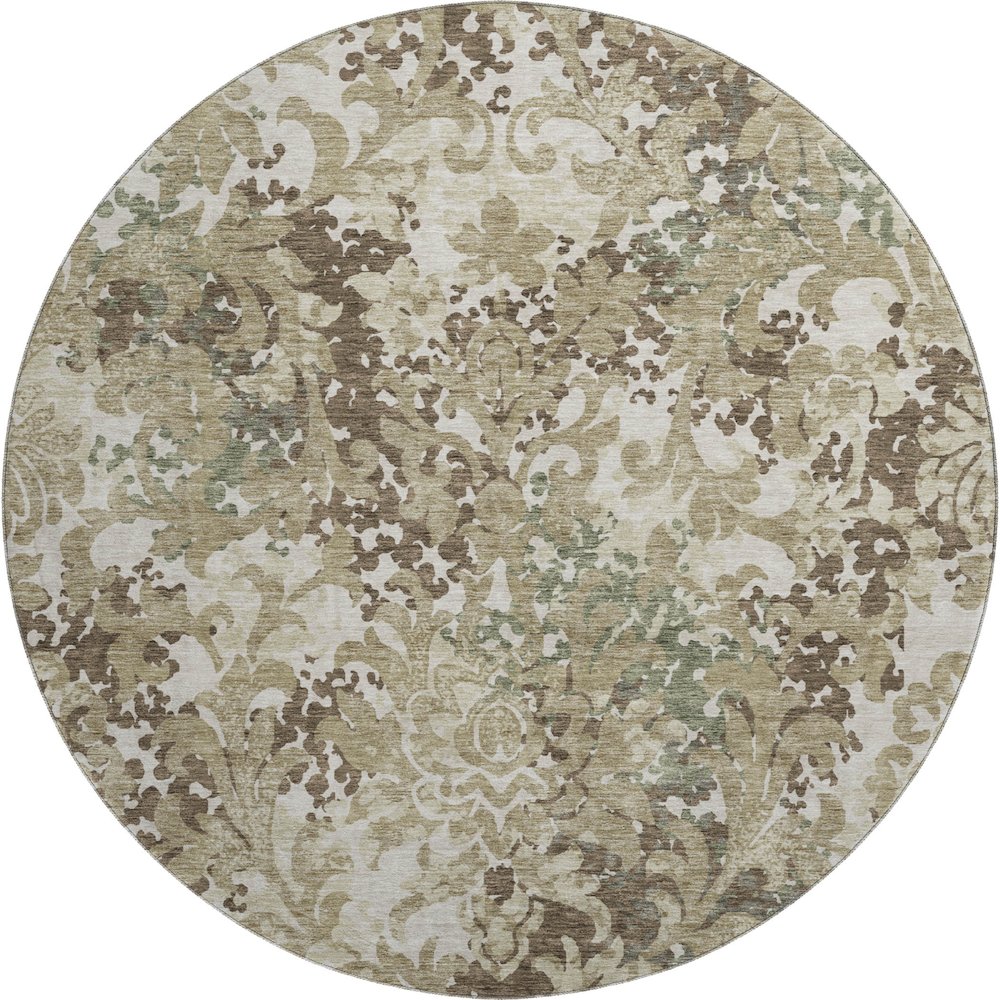 Premium Machine Washable Mayfield AMF752 Beige 8' x 8' Round Rug. Picture 1