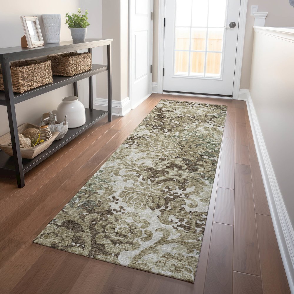 Premium Machine Washable Mayfield AMF752 Beige 2'3" x 7'6" Runner Rug. Picture 5