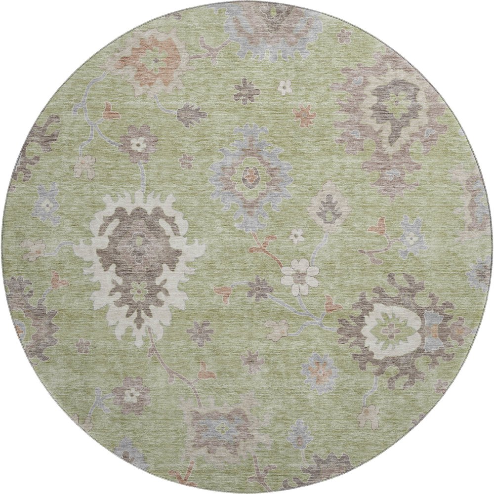 Premium Machine Washable Mayfield AMF753 Aloe 8' x 8' Round Rug. Picture 1