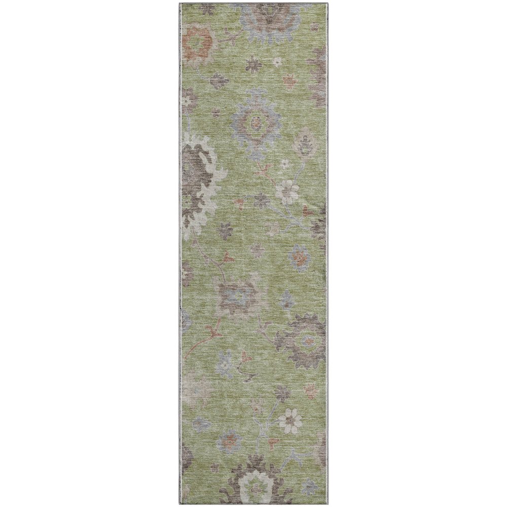 Premium Machine Washable Mayfield AMF753 Aloe 2'3" x 7'6" Runner Rug. Picture 1