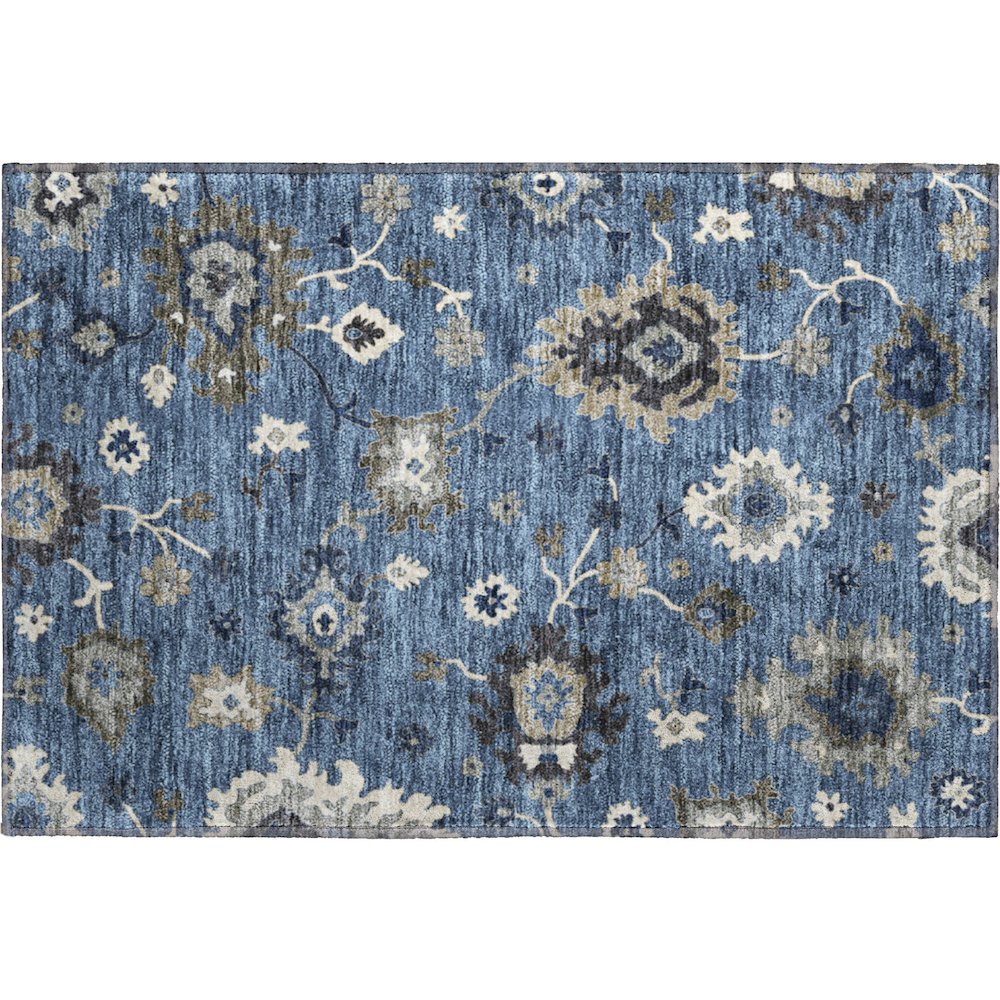 Premium Machine Washable Mayfield AMF753 Blue 1'8" x 2'6" Rug. Picture 1