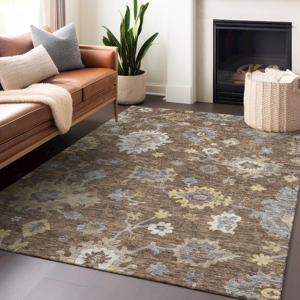 Premium Machine Washable Mayfield AMF753 Chocolate 2'6" x 3'10" Rug. Picture 6