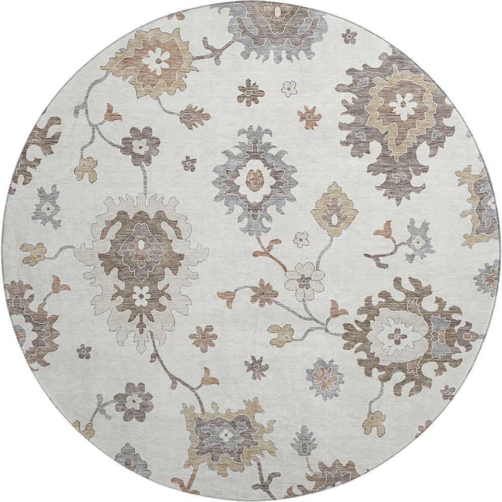 Premium Machine Washable Mayfield AMF753 Ivory 8' x 8' Round Rug. Picture 1