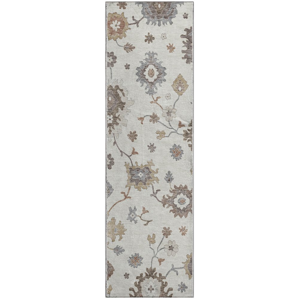 Premium Machine Washable Mayfield AMF753 Ivory 2'3" x 7'6" Runner Rug. Picture 1