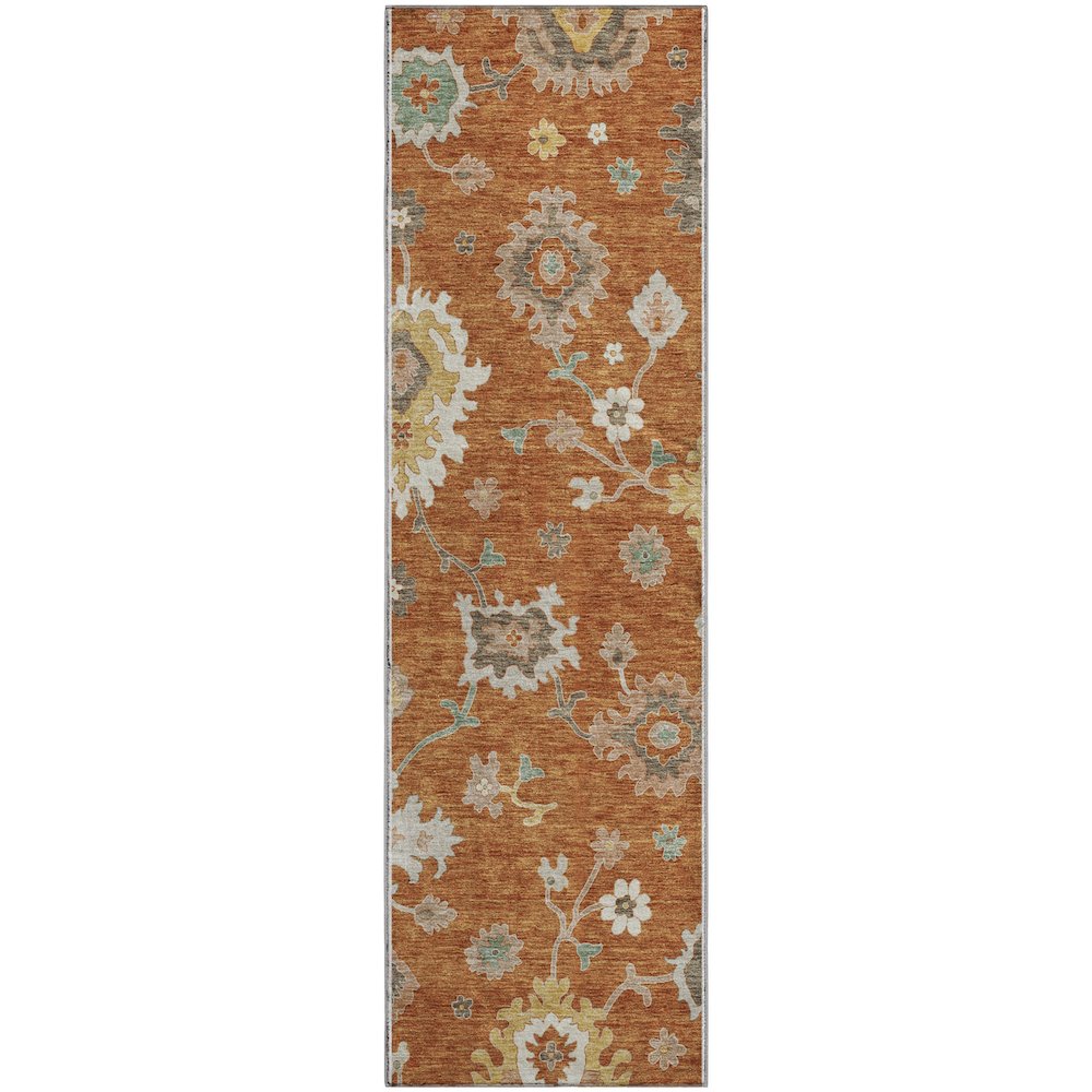 Premium Machine Washable Mayfield AMF753 Paprika 2'3" x 7'6" Runner Rug. Picture 1