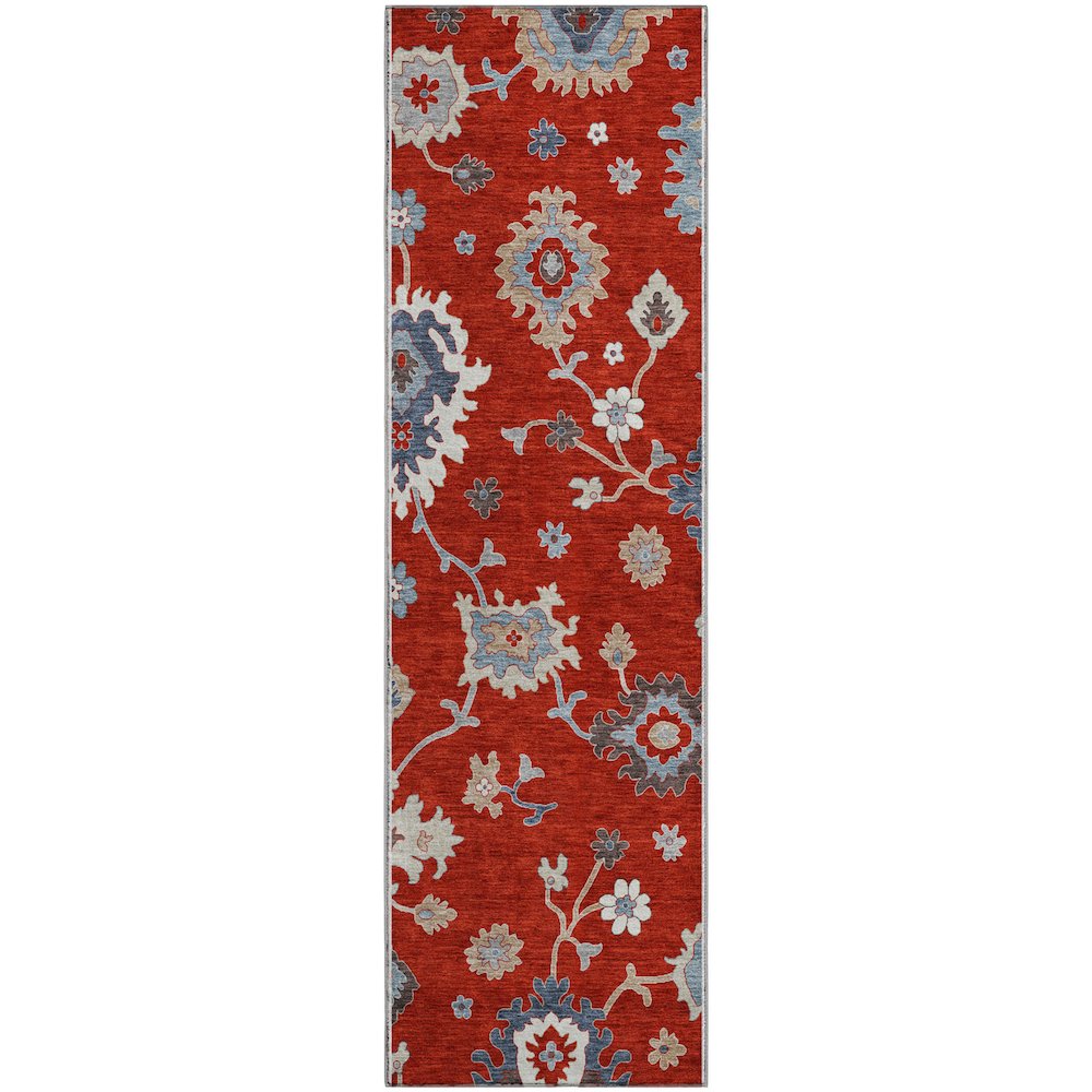 Premium Machine Washable Mayfield AMF753 Red 2'3" x 7'6" Runner Rug. Picture 1