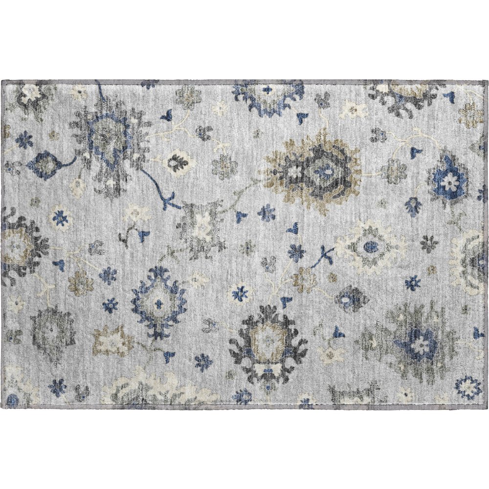 Premium Machine Washable Mayfield AMF753 Silver 1'8" x 2'6" Rug. Picture 1