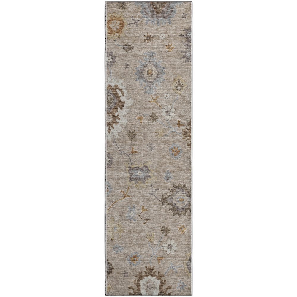 Premium Machine Washable Mayfield AMF753 Taupe 2'3" x 7'6" Runner Rug. Picture 1