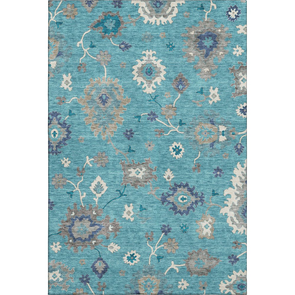 Premium Machine Washable Mayfield AMF753 Teal 2'6" x 3'10" Rug. Picture 1