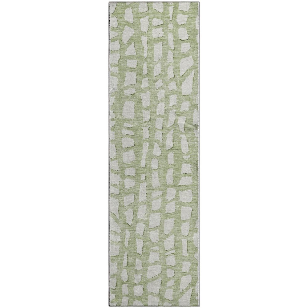 Premium Machine Washable Mayfield AMF754 Aloe 2'3" x 7'6" Runner Rug. Picture 1