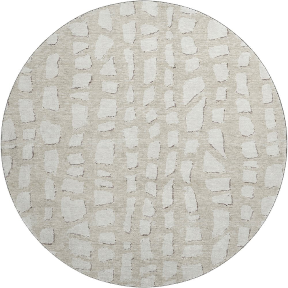 Premium Machine Washable Mayfield AMF754 Beige 8' x 8' Round Rug. Picture 1