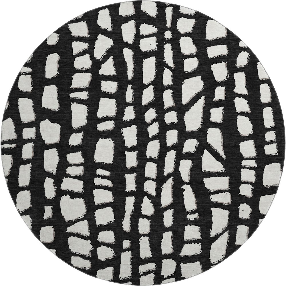 Premium Machine Washable Mayfield AMF754 Black 8' x 8' Round Rug. Picture 1