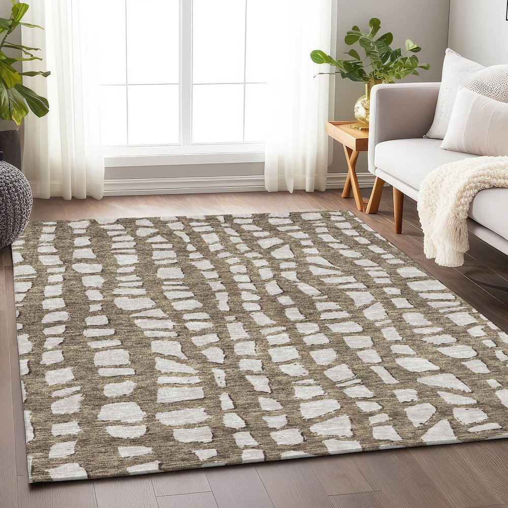 Premium Machine Washable Mayfield AMF754 Brown 2'6" x 3'10" Rug. Picture 5