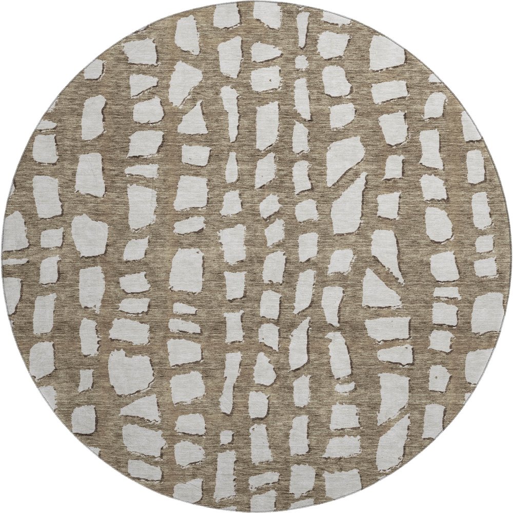 Premium Machine Washable Mayfield AMF754 Brown 8' x 8' Round Rug. Picture 1