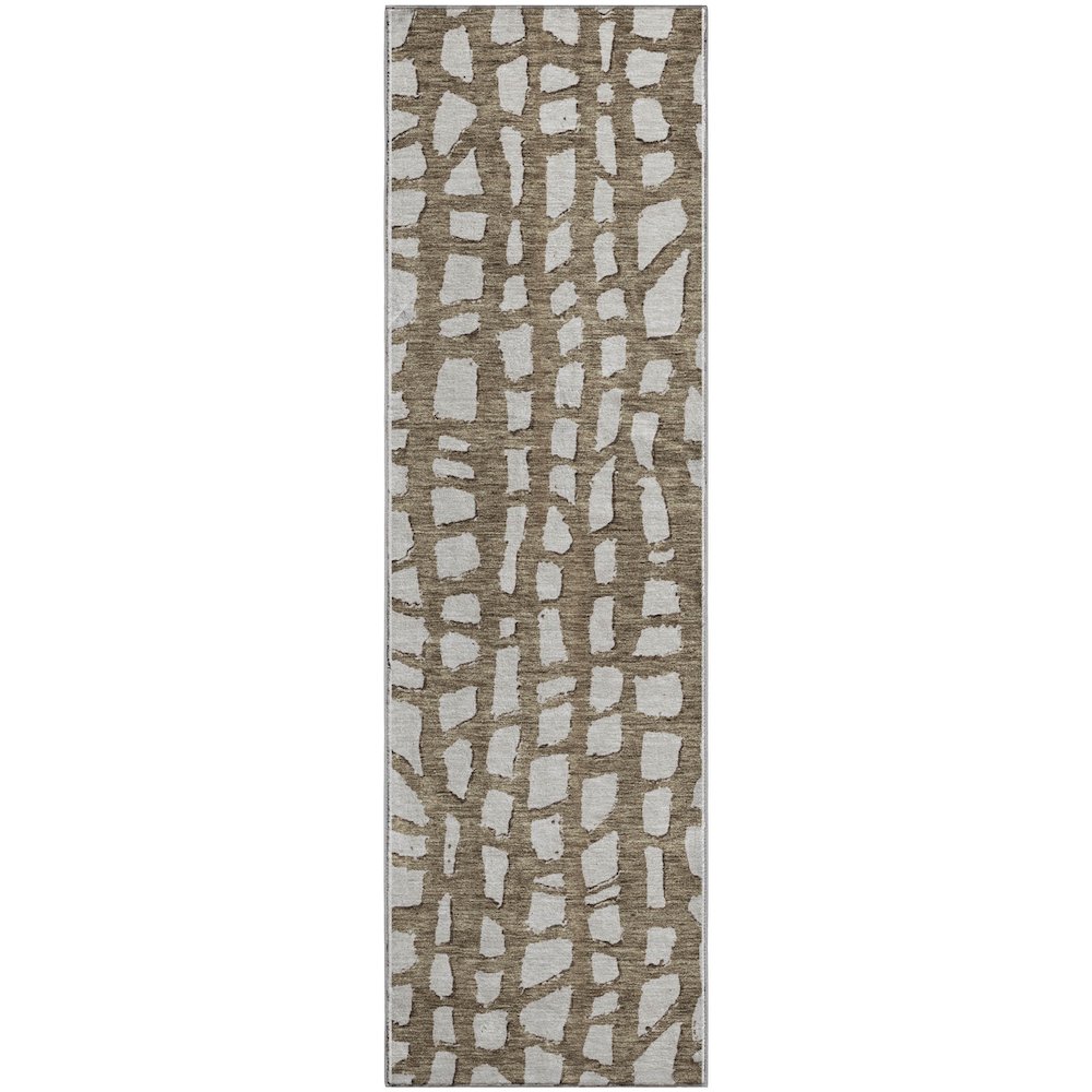 Premium Machine Washable Mayfield AMF754 Brown 2'3" x 7'6" Runner Rug. Picture 1
