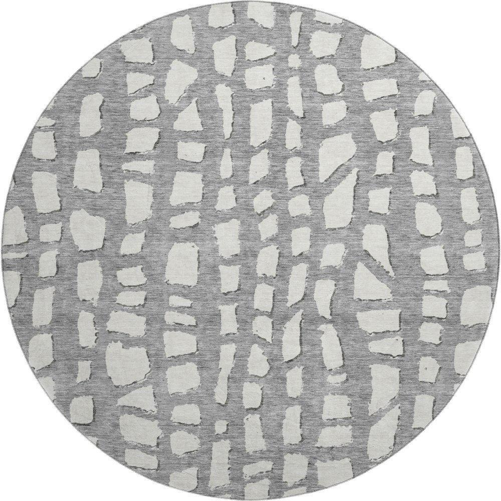 Premium Machine Washable Mayfield AMF754 Gray 8' x 8' Round Rug. Picture 1