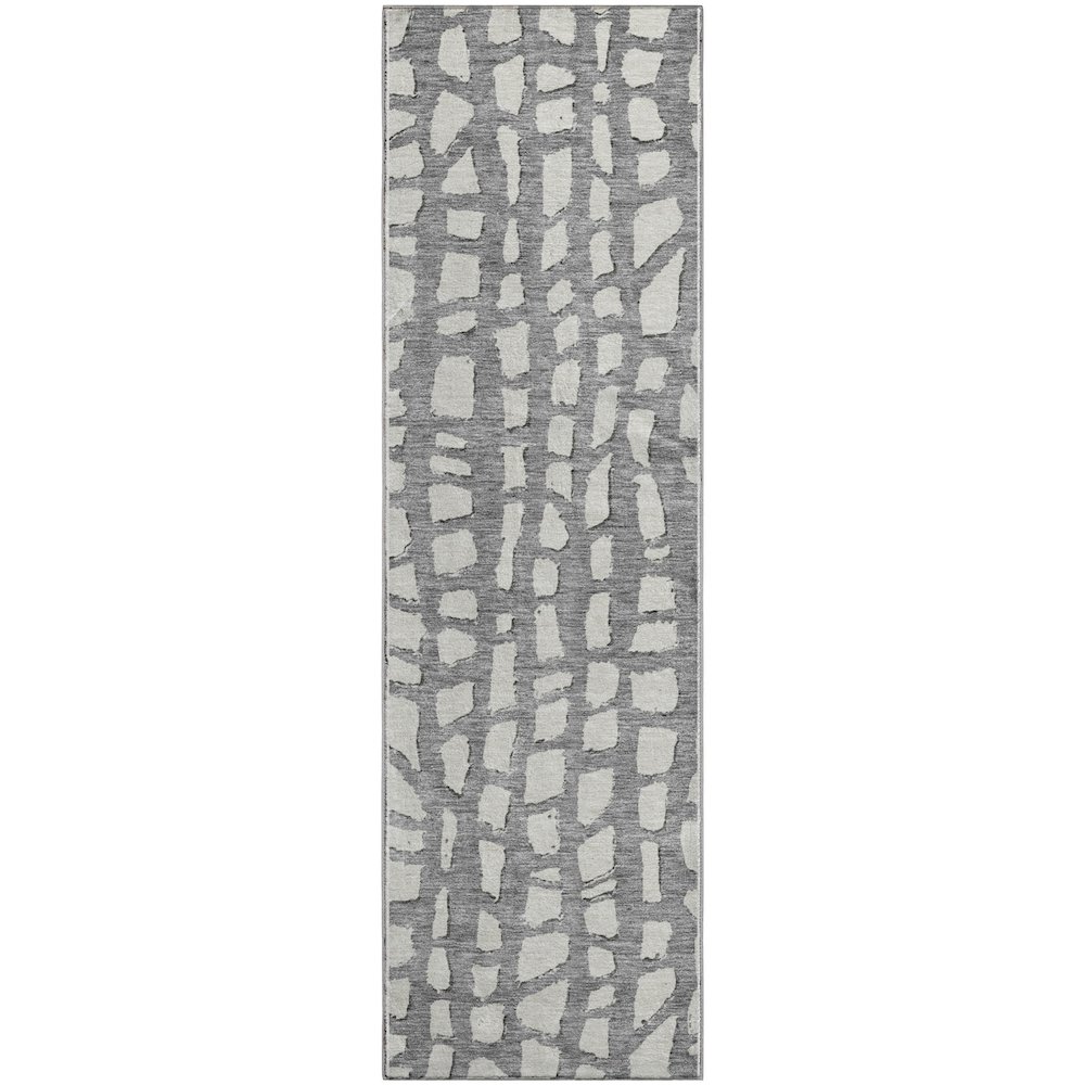 Premium Machine Washable Mayfield AMF754 Gray 2'3" x 7'6" Runner Rug. Picture 1