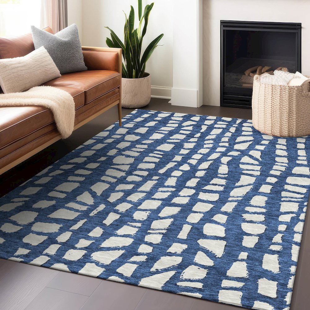 Premium Machine Washable Mayfield AMF754 Navy 2'6" x 3'10" Rug. Picture 6
