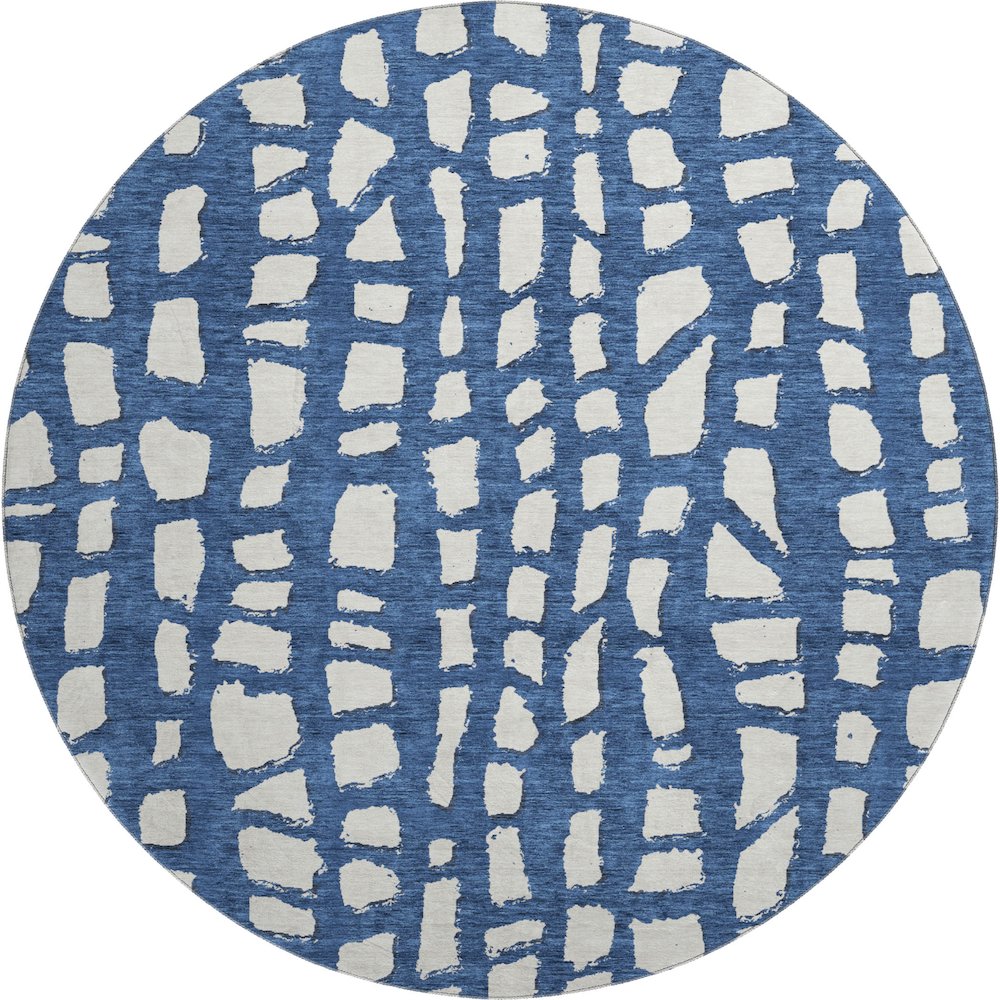 Premium Machine Washable Mayfield AMF754 Navy 8' x 8' Round Rug. Picture 1