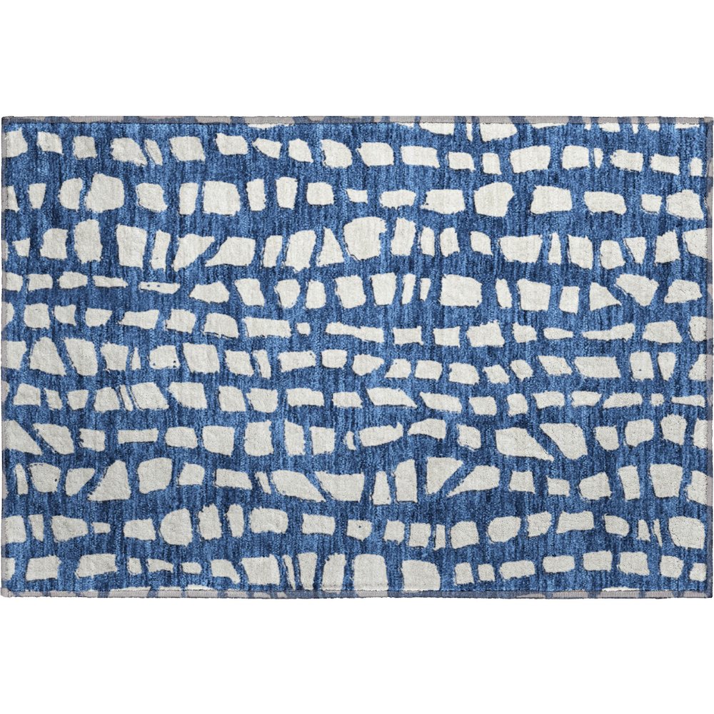 Premium Machine Washable Mayfield AMF754 Navy 1'8" x 2'6" Rug. Picture 1