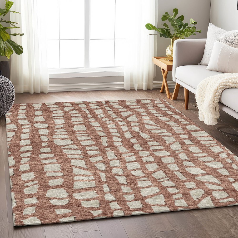 Premium Machine Washable Mayfield AMF754 Paprika 2'6" x 3'10" Rug. Picture 5