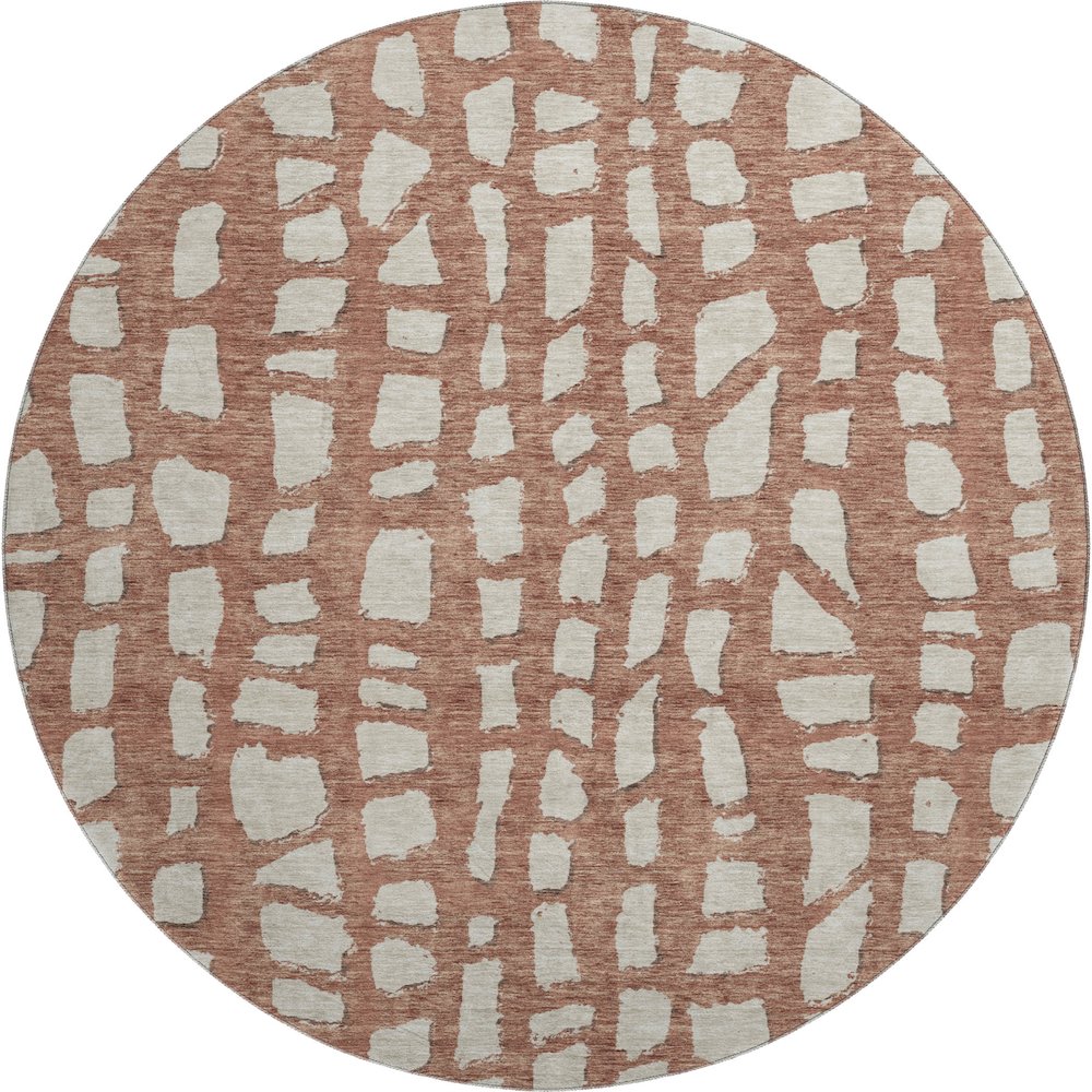 Premium Machine Washable Mayfield AMF754 Paprika 8' x 8' Round Rug. Picture 1