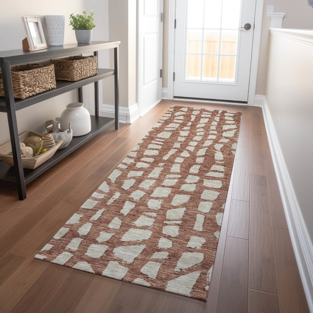 Premium Machine Washable Mayfield AMF754 Paprika 2'3" x 7'6" Runner Rug. Picture 5
