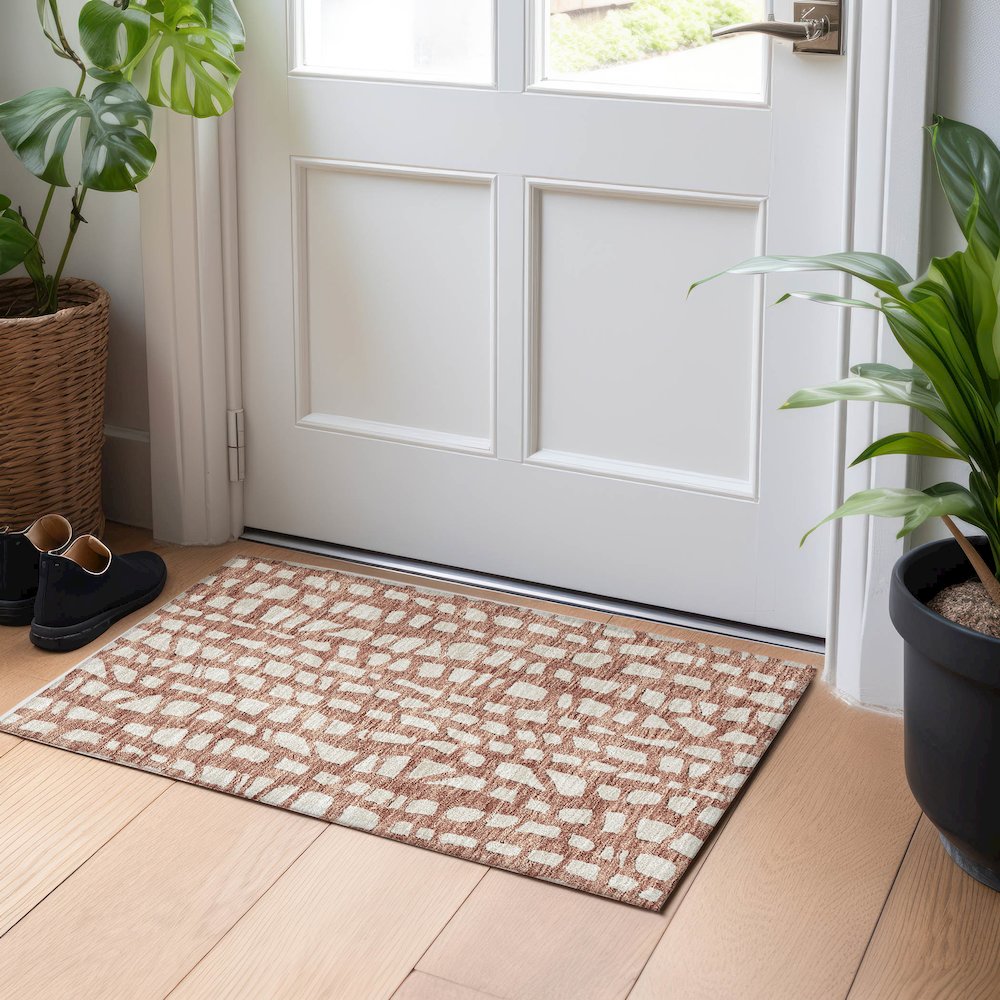 Premium Machine Washable Mayfield AMF754 Paprika 1'8" x 2'6" Rug. Picture 5